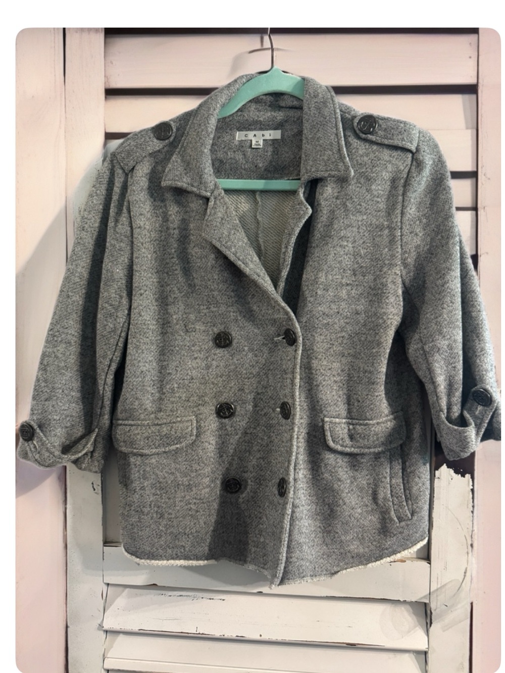 CAbi Gray Double-Breasted Pea Coat